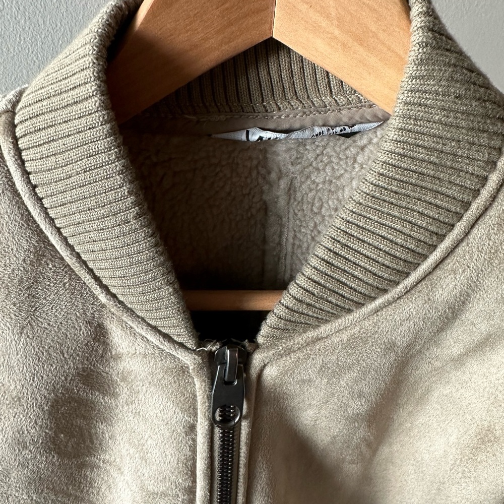 Zara faux suede shearling bomber jacket